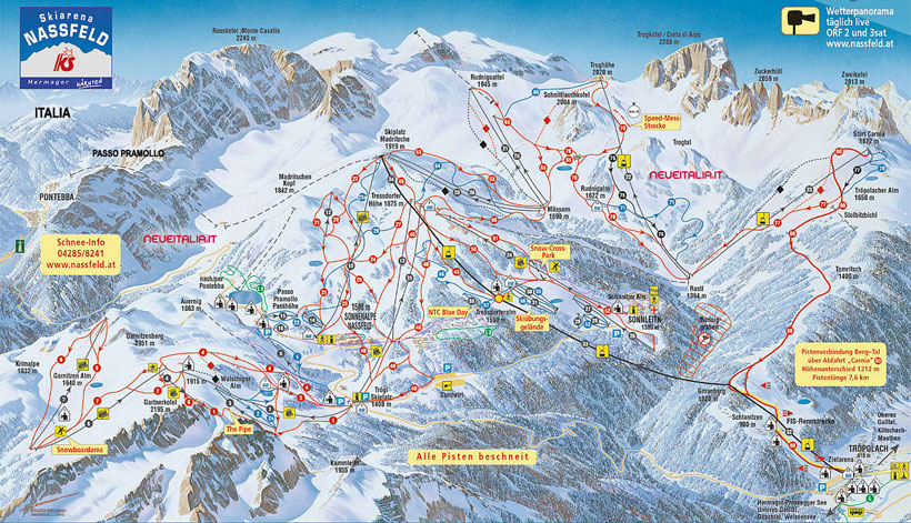Cartina Piste e Impianti Passo Pramollo Nassfeld