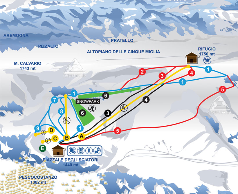 Cartina Piste e Impianti Pescocostanzo