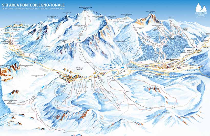 Cartina Piste e Impianti Ponte di Legno Tonale