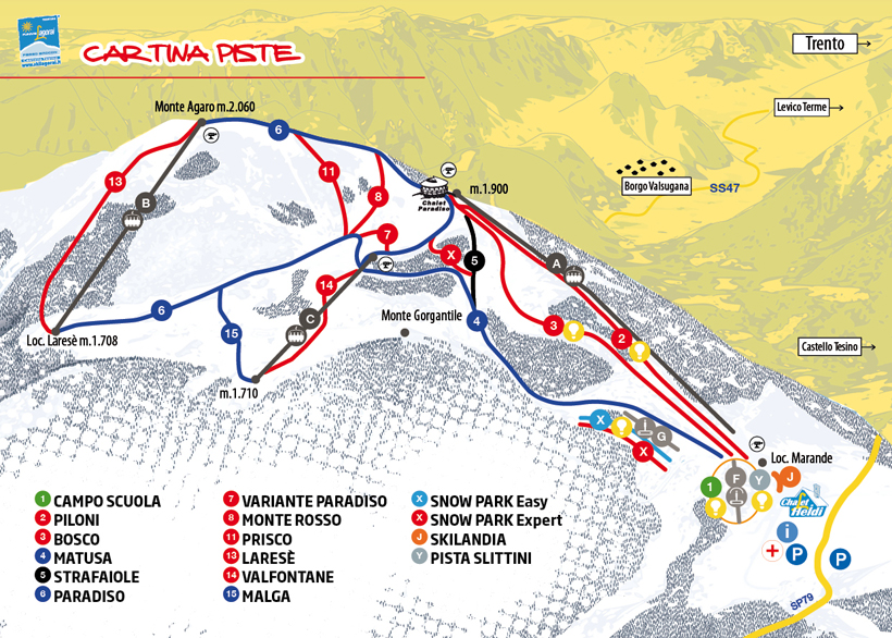 Cartina Piste e Impianti Lagorai