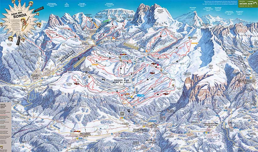 Cartina Piste e Impianti Alpe di Siusi