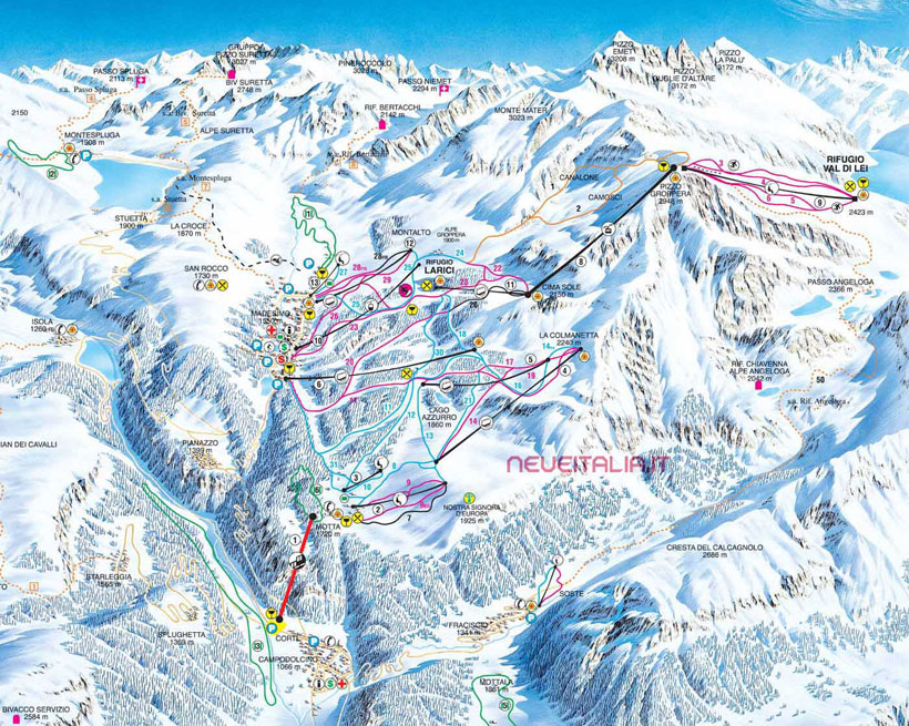 Cartina Piste e Impianti Val Chiavenna