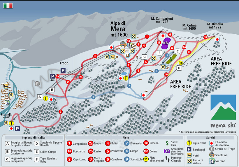 Cartina Piste e Impianti Alpe di Mera