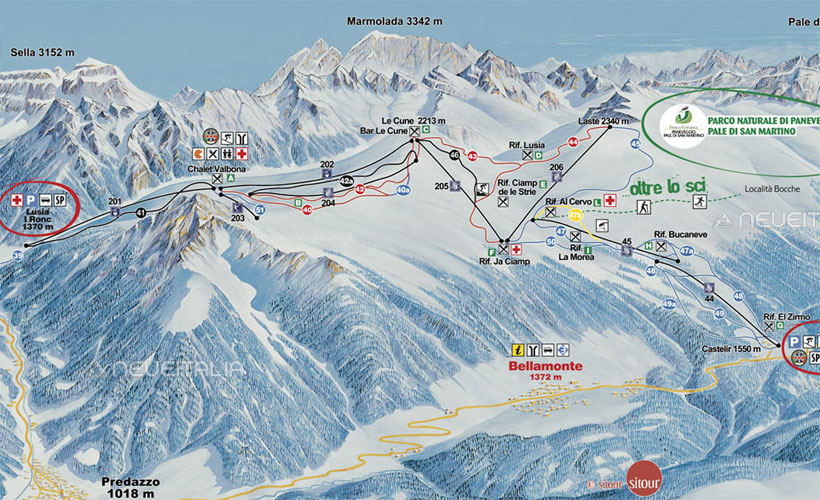 Cartina Piste e Impianti Alpe Lusia