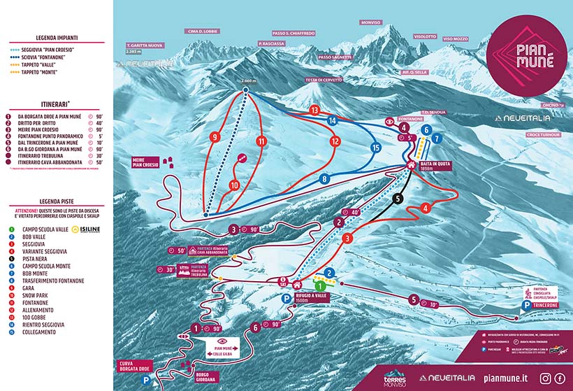 Cartina Piste e Impianti Pian Mune'