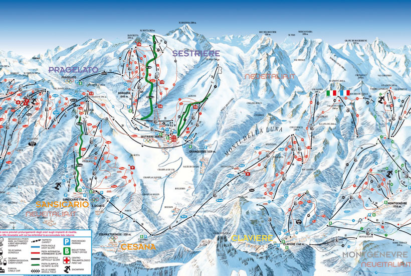 Cartina Piste e Impianti Sestriere