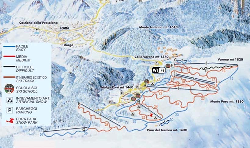 Cartina Piste e Impianti Monte Pora