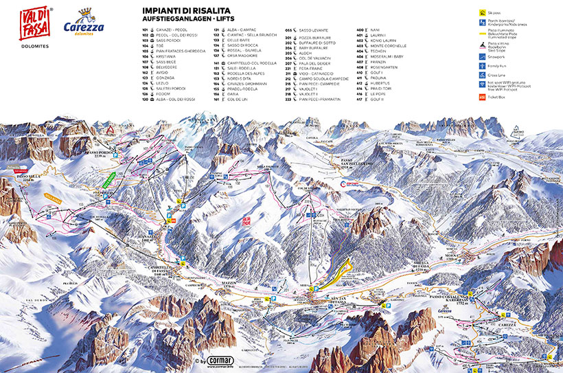 Cartina Piste e Impianti Val di Fassa