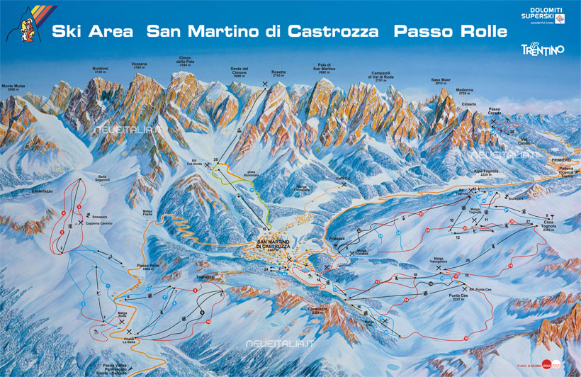 Cartina Piste e Impianti San Martino di Castrozza