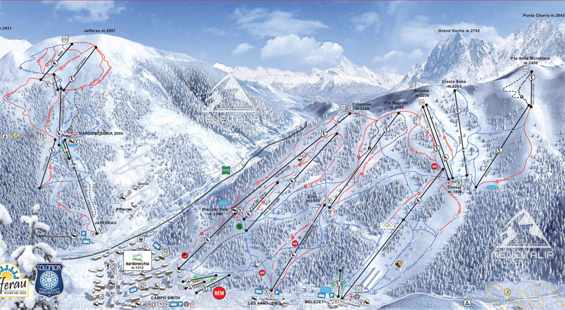 Cartina Piste e Impianti Bardonecchia