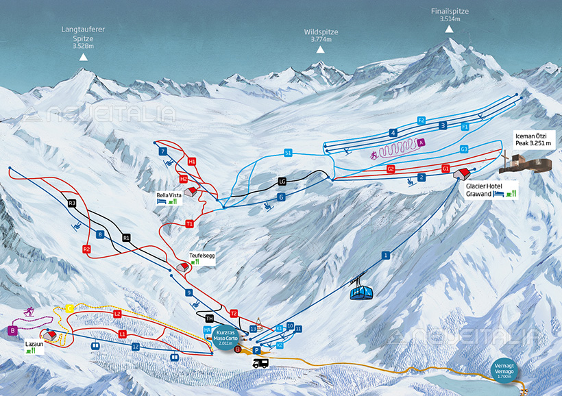 Cartina Piste e Impianti Val Senales