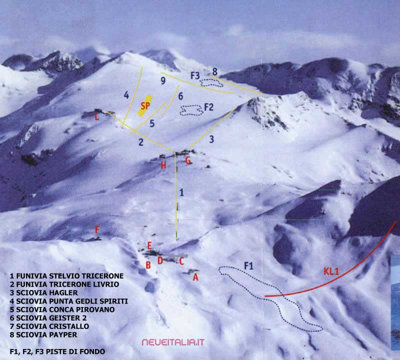 Cartina Piste e Impianti Stelvio