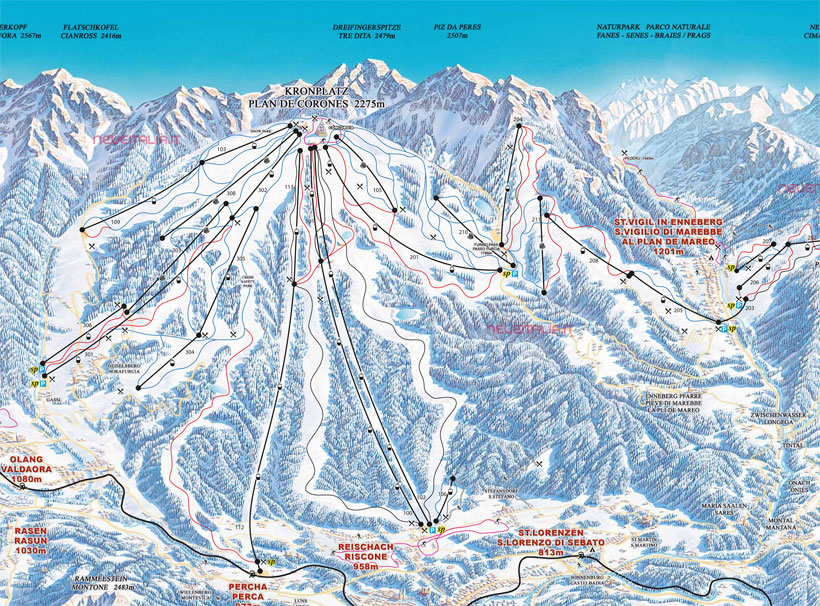 Cartina Piste e Impianti Plan de Corones