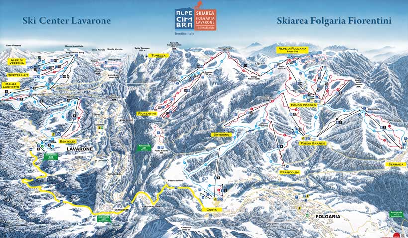 Cartina Piste e Impianti Folgaria Alpe Cimbra