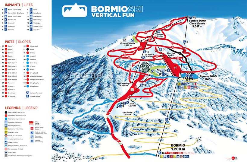 Cartina Piste e Impianti Bormio