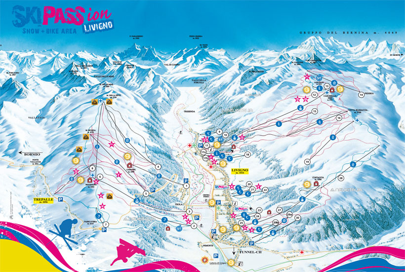 Cartina Piste e Impianti Livigno