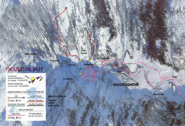 Cartina Piste e Impianti Valgrisenche