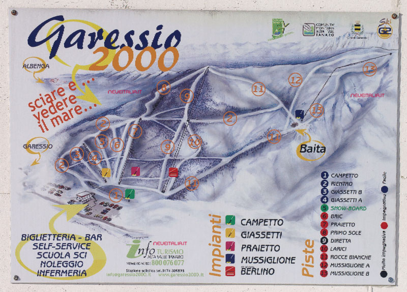 Cartina Piste e Impianti Garessio 2000