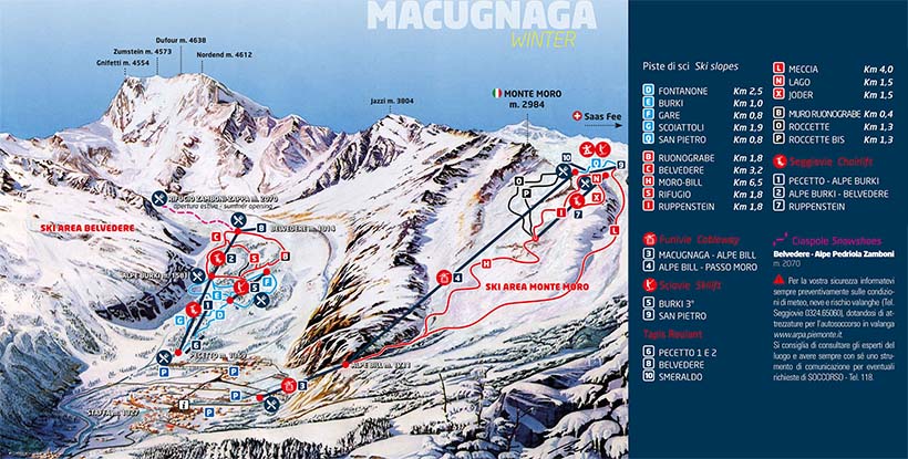 Cartina Piste e Impianti Macugnaga