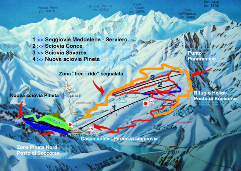 Cartina Piste e Impianti Pontechianale