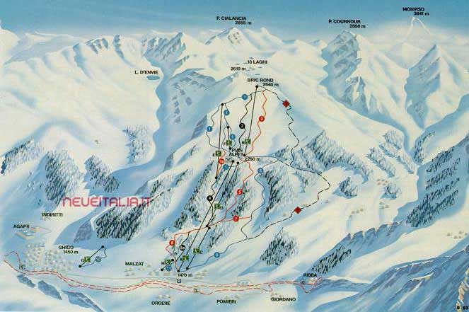 Cartina Piste e Impianti Prali