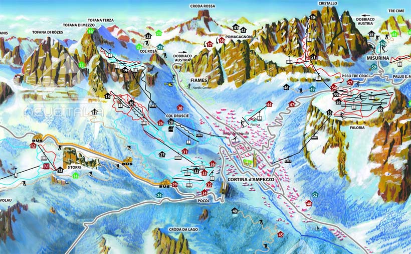 Cartina Piste e Impianti Cortina d'Ampezzo