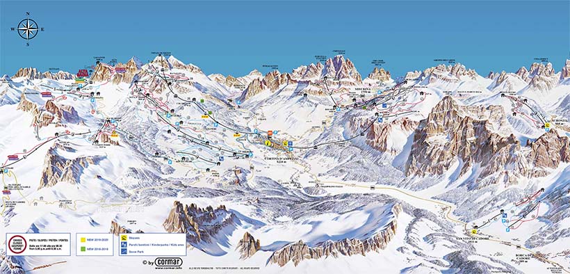 Cartina Piste e Impianti Cortina d'Ampezzo