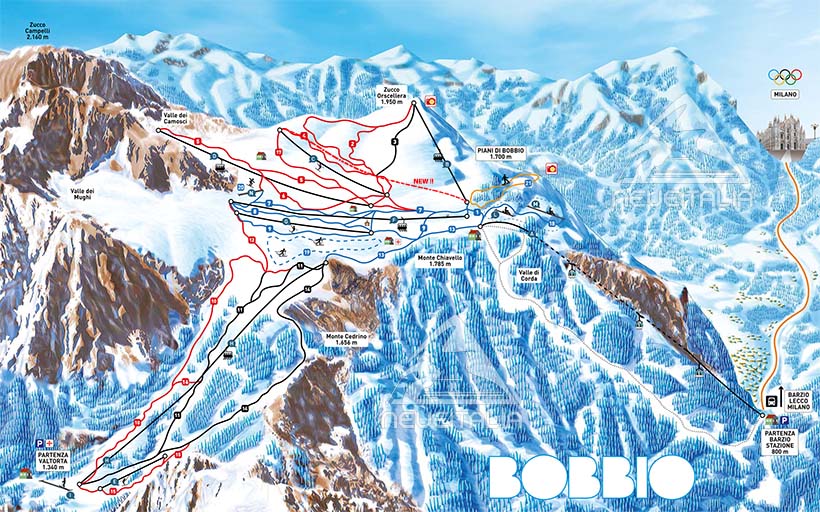 Cartina Piste e Impianti Piani di Bobbio Valtorta