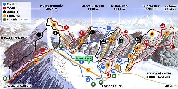 Cartina Piste e Impianti Campo Felice