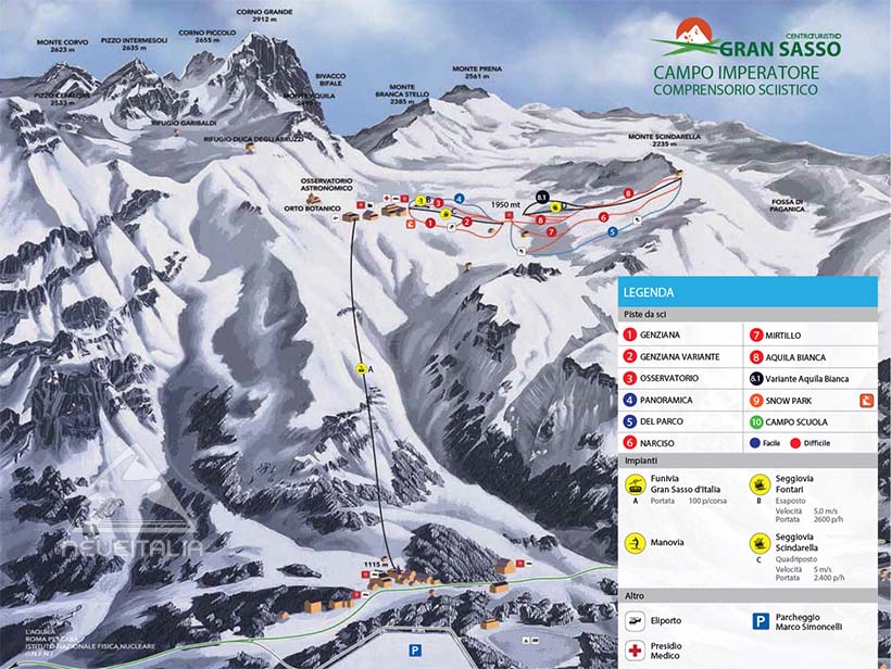 Cartina Piste e Impianti Campo Imperatore
