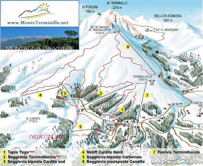 Cartina Piste e Impianti Terminillo