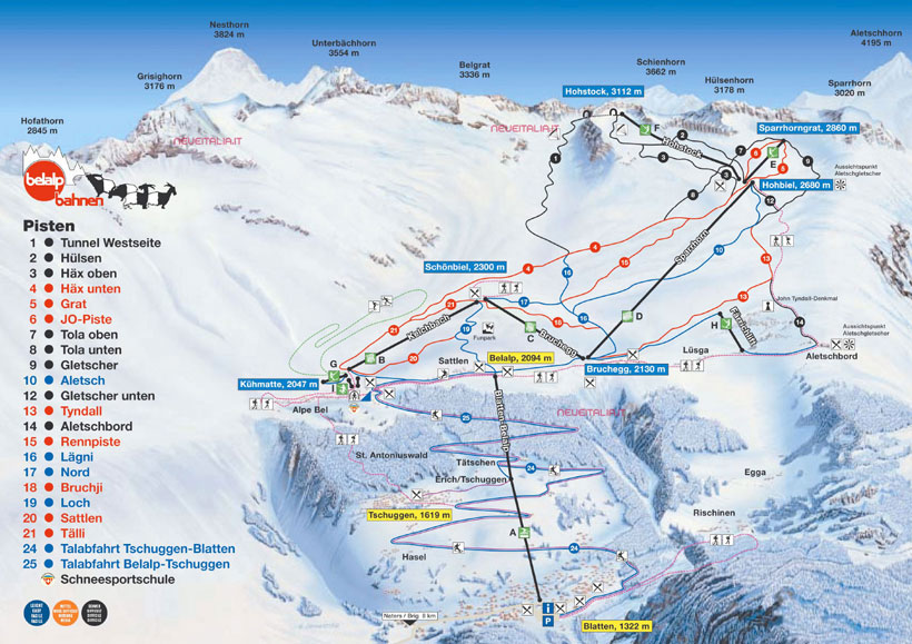 Cartina Piste e Impianti Brig Belalp