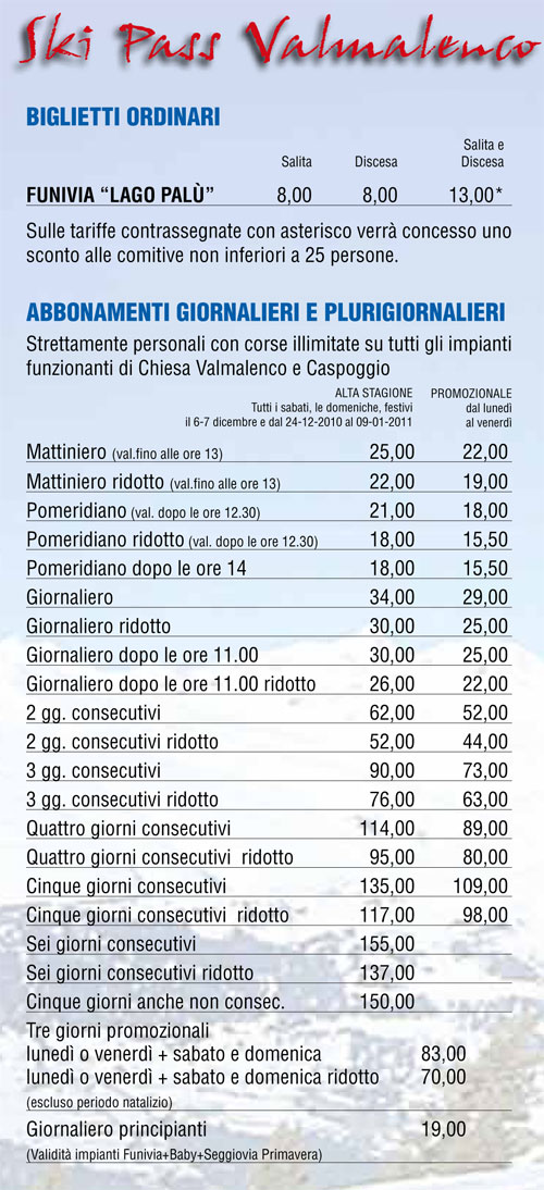 prezzi skipass valmalenco 1
