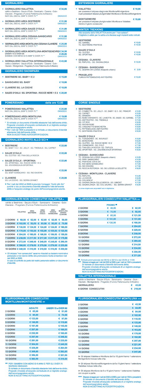 skipass via lattea 2009/2010