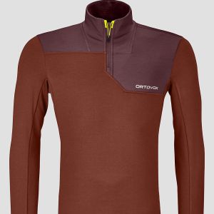 Prezzi Ortovox light zip neck fleece pullover clay orange