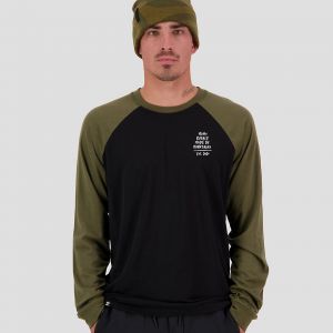 Prezzi Mons royale merino icon raglan base layer top dark olive  /  black