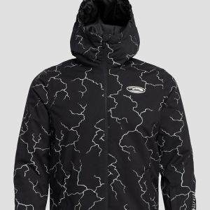 Prezzi Quiksilver high in the hood printed kids jacket high energy black refl