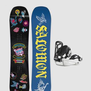 Prezzi Salomon grail+goodtime xs black kids snowboard set uni