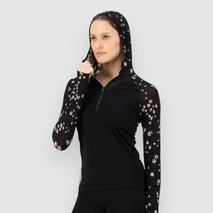 Prezzi Mons royale bella merino base layer top black daisy