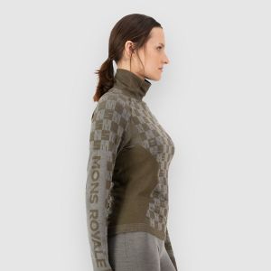Prezzi Mons royale ascender merino mock neck base layer top dried sage / dark olive