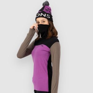 Prezzi Mons royale yotei merino high neck base layer top purple bolt / walnut / black